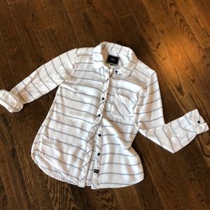 Rails white with black stripped shirt
